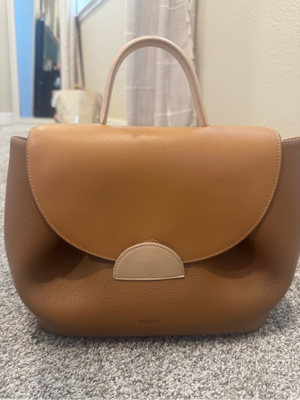 Polene Tan Italian calf Leather Top-Handle Women’s Bag - Designer Style